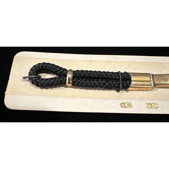 Gemex Watch Band NOS Loop End Gold Filled Black Cord Deployment Bracelet Vintage - Picture 4 of 7